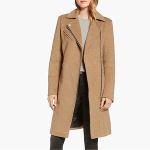 Avec Les Filles Moto Detail Wool Blend Twill Coat